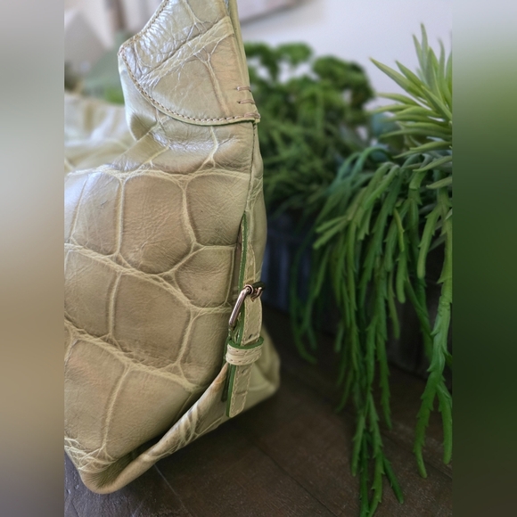 Dooney And Bourke Croc Embossed Leather Hobo Bag In Pistachio - Picture 11 of 14